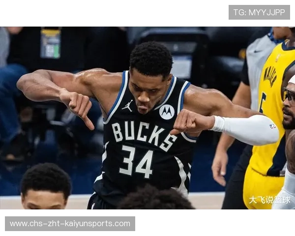 字母哥突破后对镜头竖起大拇指，意味深长